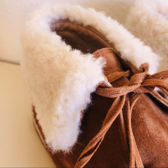 ANDREA GOMEZ Brown Suede Shearling Mocassins Sz 38 - Picture 7 of 10